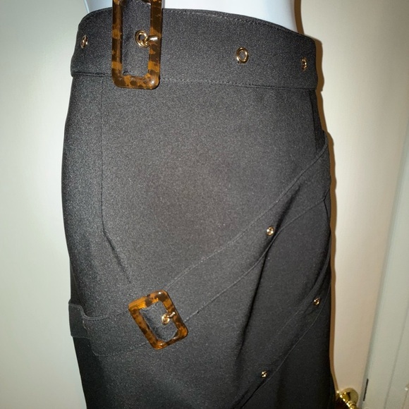 Julia by love J Women’s Medium Elegant Black Maxi Skirt with Buckle Details - Picture 2 of 8